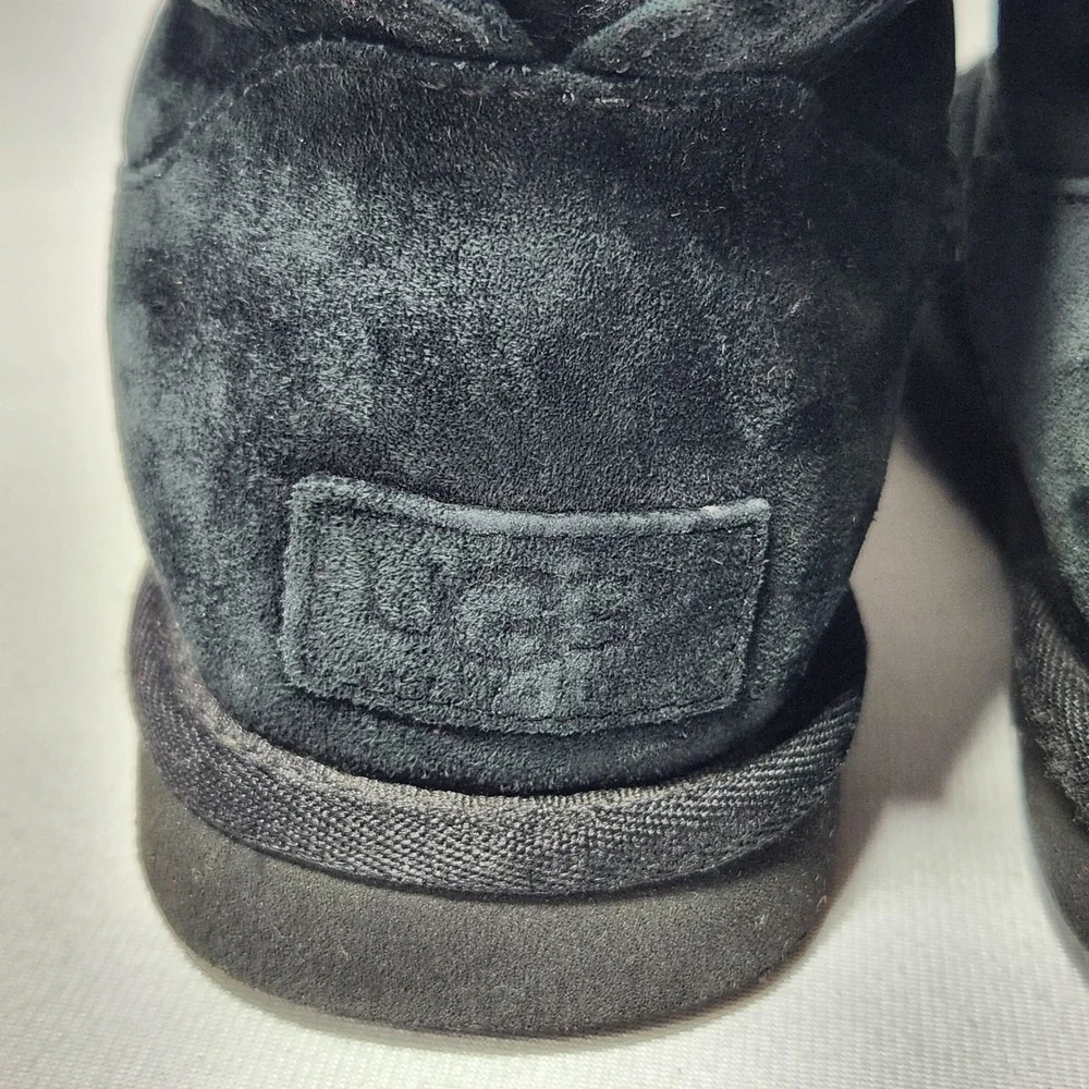 UGG Australia Remora Black Suede‎ Shearling Mid Calf Boots Womens 6